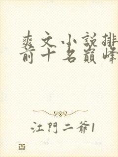 爽文小说排行榜前十名巅峰之作