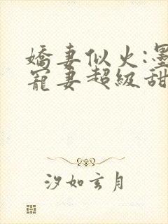 娇妻似火:墨少宠妻超级甜小说