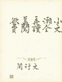 欲盖弄潮小说免费阅读全文无广告