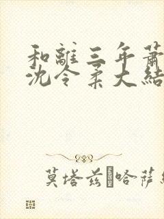 和离三年萧清濯沈令柔大结局