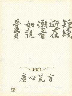 爱如潮逝短剧免费观看在线播放高清