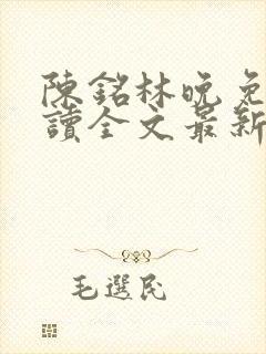 陈铭林晚免费阅读全文最新章节