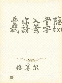 爱你入骨隐婚总裁请签字txt