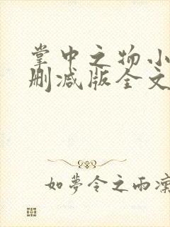 掌中之物小说未删减版全文免费阅读封面
