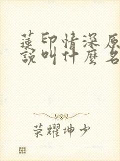莲印情深原著小说叫什么名字