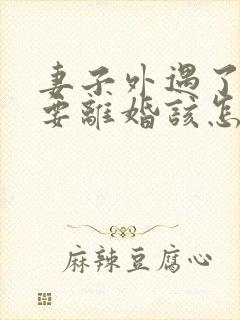 妻子外遇了老公要离婚该怎么挽回