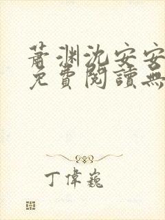 萧渊沈安安小说免费阅读无弹窗