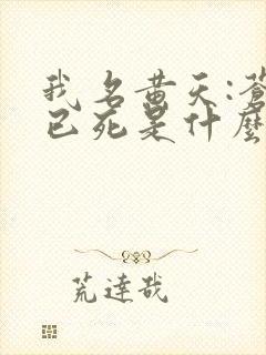 我名黄天:苍天已死是什么鬼?