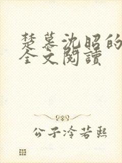 楚慕沈昭的小说全文阅读