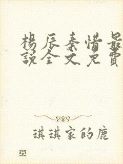 杨辰秦惜最新小说全文免费阅读