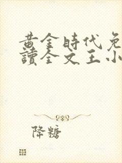 黄金时代免费阅读全文王小波封面
