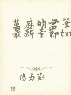万历明君笔趣阁最新章节txt