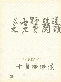 《山野破道》全文免费阅读无弹窗封面