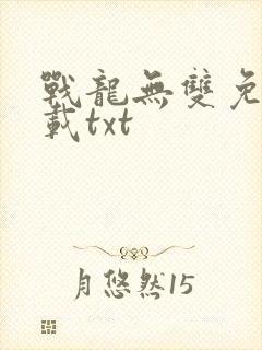 战龙无双免费下载txt封面