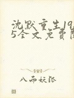 沈默重生1985全文免费阅读无弹窗