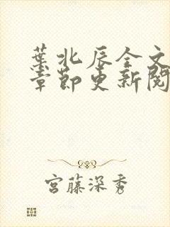 叶北辰全文最新章节更新阅读