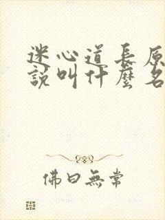 迷心道长原著小说叫什么名字