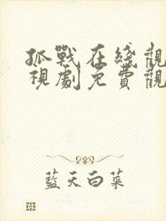 孤战在线观看电视剧免费观看全集