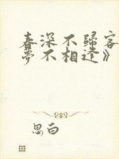春深不归客,清梦不相逢》封面
