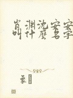 肖渊沈安安小说叫什么名字