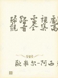 归路电视剧免费观看全集高清完整版