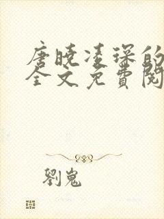 唐晓凌琛的小说全文免费阅读封面