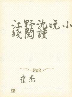 江野沈晚小说在线阅读