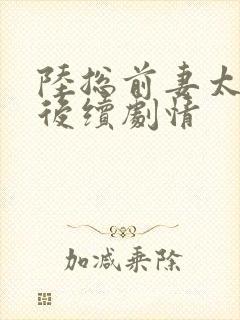 陆总前妻太傲娇后续剧情封面