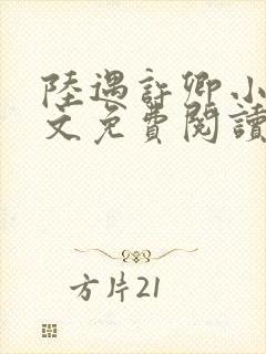 陆遇许卿小说全文免费阅读