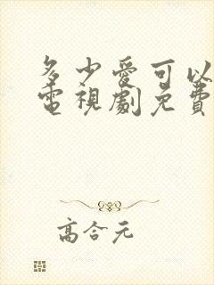 多少爱可以重来电视剧免费观看