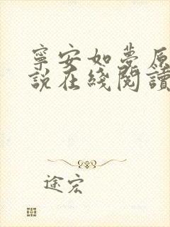 宁安如梦原著小说在线阅读