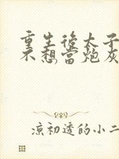重生后太子妃她不想当炮灰小说全文免费封面
