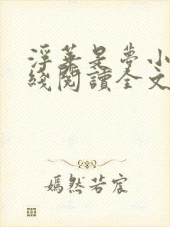 浮华是梦小说在线阅读全文