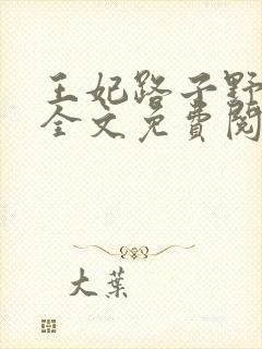 王妃路子野要宠全文免费阅读