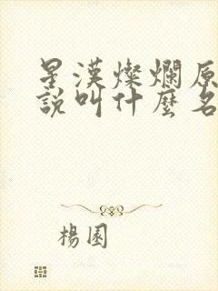 星汉灿烂原著小说叫什么名字