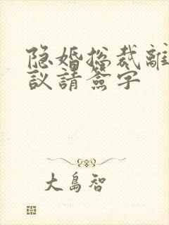 隐婚总裁离婚协议请签字封面