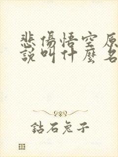悲伤悟空原著小说叫什么名字封面