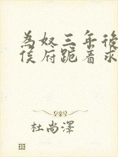 为奴三年后整个侯府跪着求我原谅全集封面