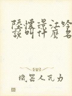 陆怀璟江吟晚小说叫什么名字啊