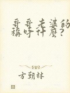 哥哥老婆的弟弟称呼什么?