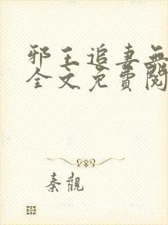 邪王追妻无弹窗全文免费阅读