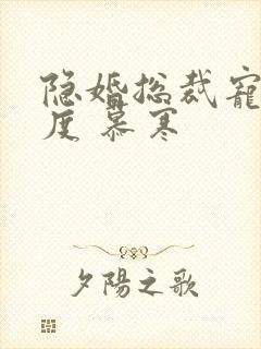 隐婚总裁宠妻无度 慕寒