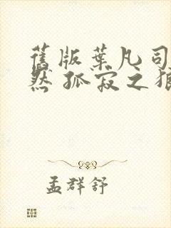 旧版叶凡司空嫣然 孤寂之狼封面