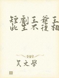 短剧王爷王妃说此生不复相见完整版封面