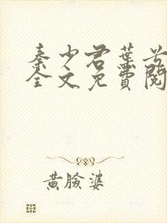 秦少君叶兮小说全文免费阅读封面