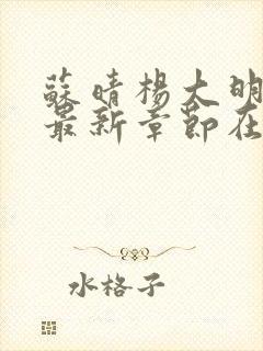苏晴杨大明小说最新章节在线阅读