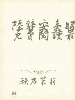 陆辞安秦昭全文免费阅读最新章节封面