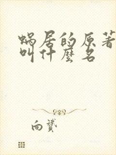 蜗居的原著小说叫什么名封面