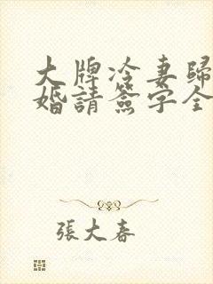 大牌冷妻归来离婚请签字全文阅读
