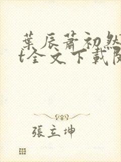 叶辰萧初然txt全文下载阅读